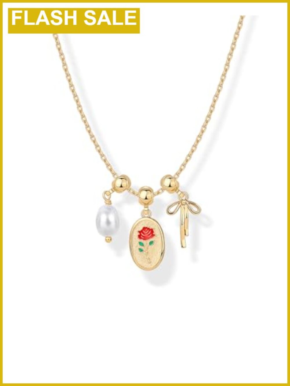 14K Gold Plated Dainty Necklace with Removable Charms Set for Women